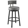 Dalza 26 in. Swivel Barstool in Black Finish with Grey Faux Leather