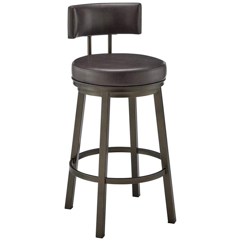 Image 1 Dalza 26 in. Swivel Barstool in Mocha Finish with Brown Faux Leather