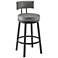 Dalza 30 in. Swivel Barstool in Black Finish with Grey Faux Leather