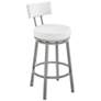 Dalza 30 in. Swivel Barstool in Cloud Finish with White Faux Leather