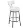 Dalza 30 in. Swivel Barstool in Cloud Finish with White Faux Leather