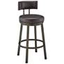 Dalza 30 in. Swivel Barstool in Mocha Finish with Brown Faux Leather