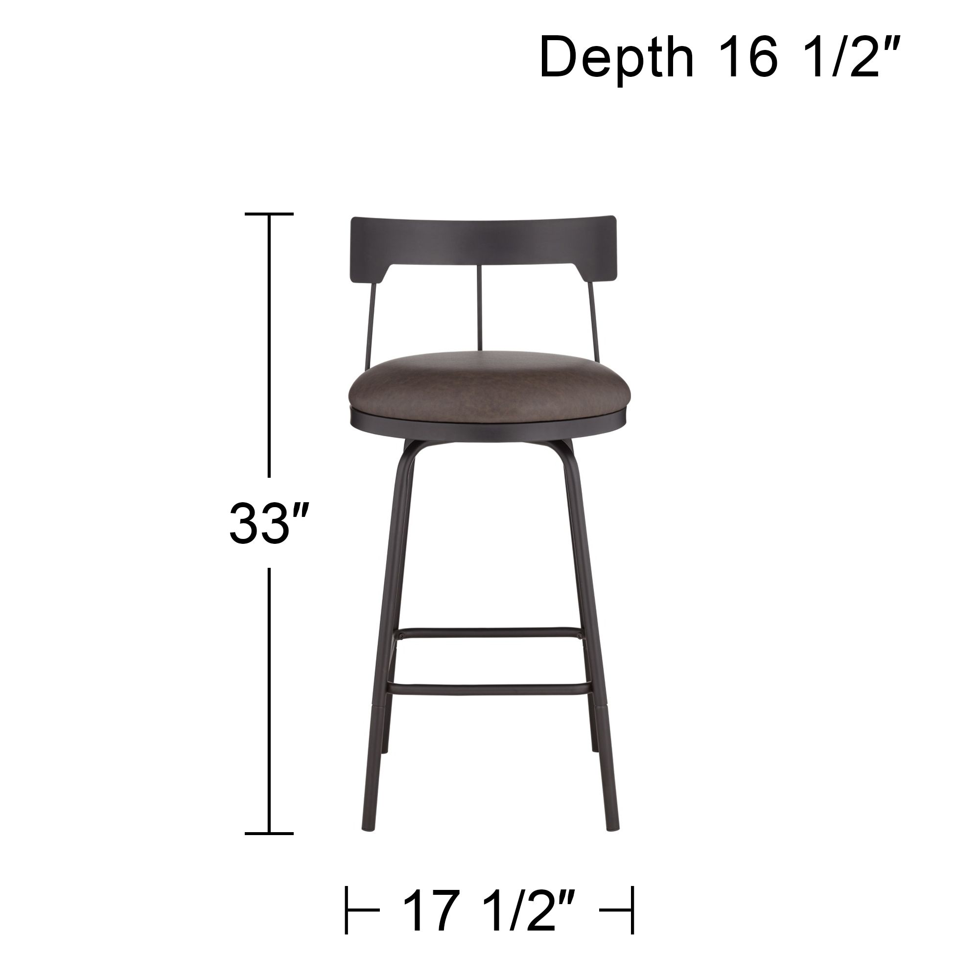 Damari 26" Leather and Matte Black Swivel Counter Stools Set of 2