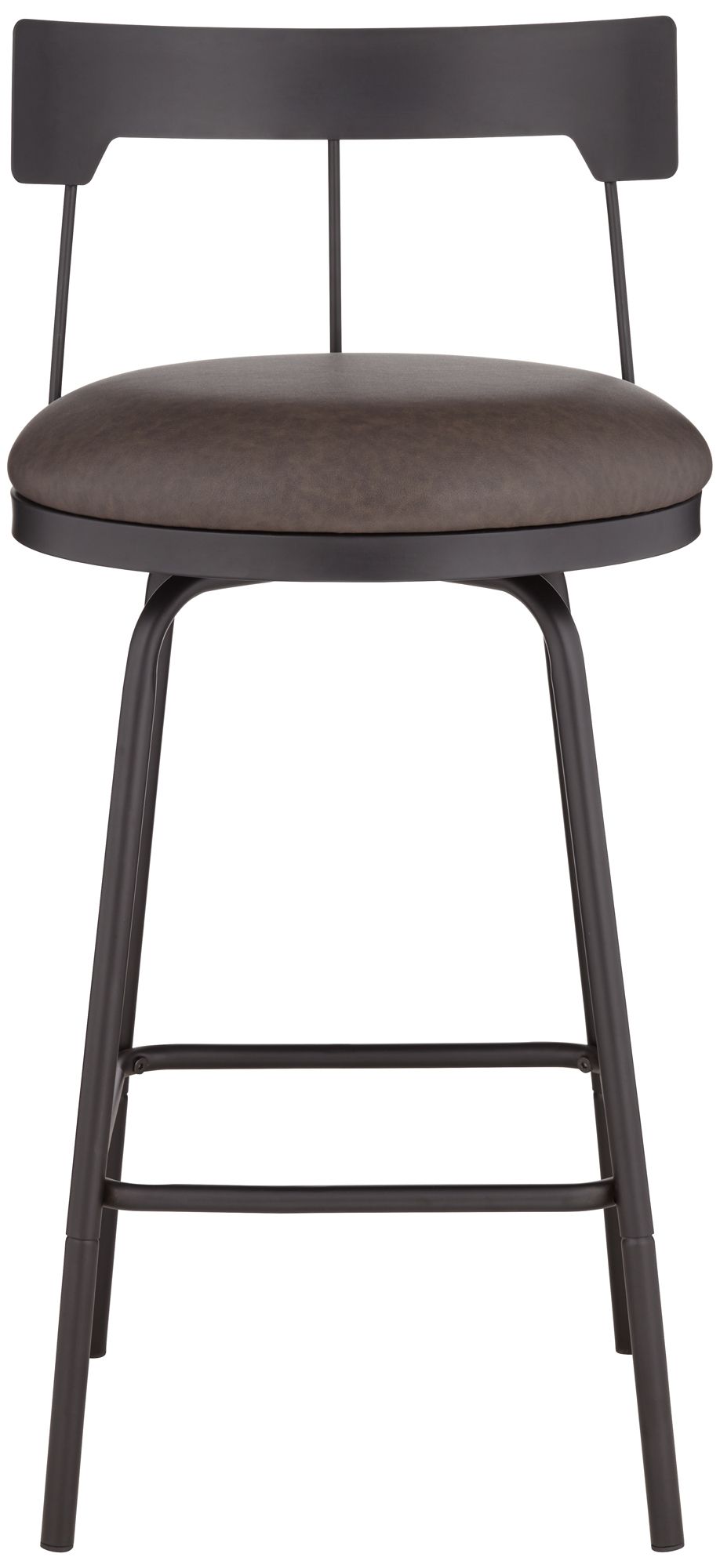 Image 6 Damari 26" Leather and Matte Black Swivel Counter Stools Set of 2 more views