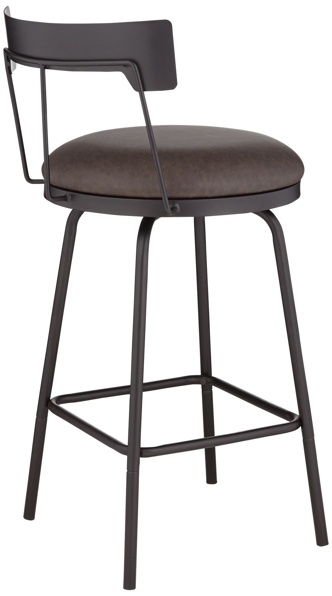 Damari 26" Leather and Matte Black Swivel Counter Stools Set of 2
