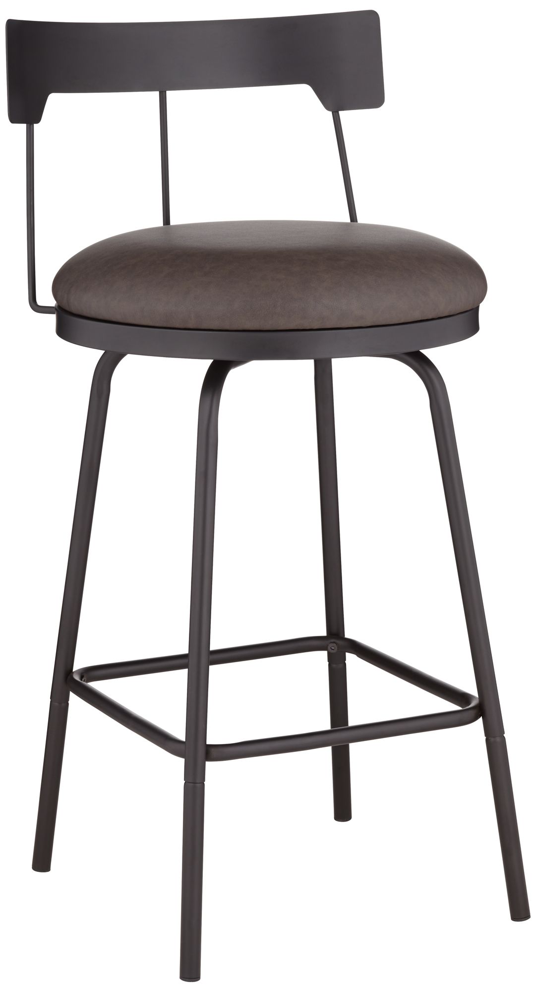Image 2 Damari Matte Black Metal and Leather Swivel Counter Stool