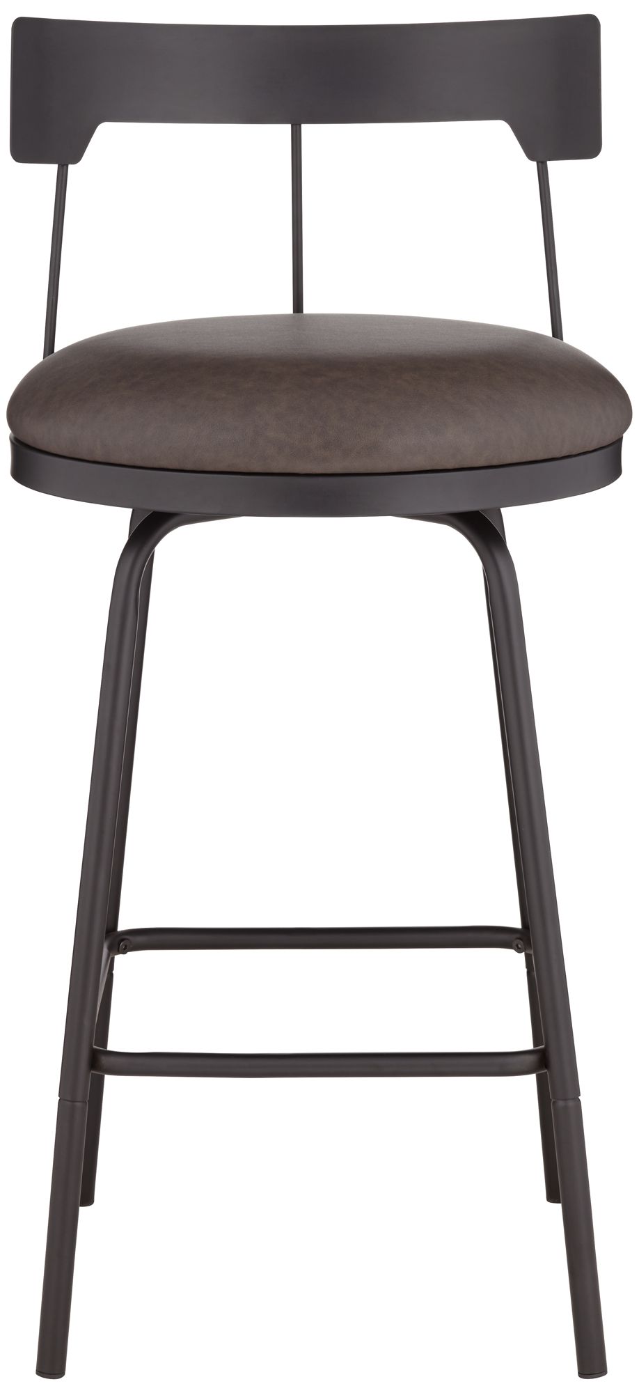 Image 7 Damari Matte Black Metal and Leather Swivel Counter Stool more views