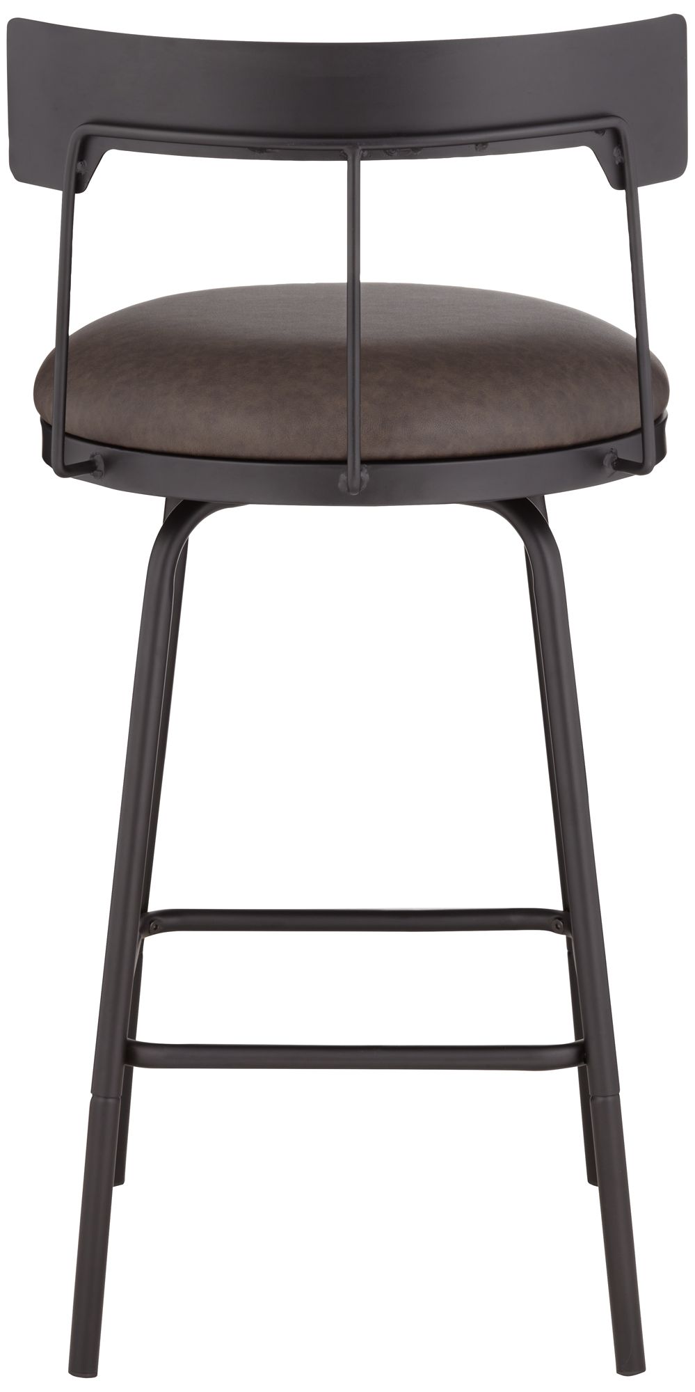 Damari Matte Black Metal and Leather Swivel Counter Stool
