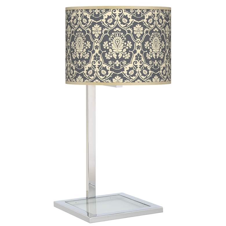 Image 1 Damask Glass Inset Table Lamp