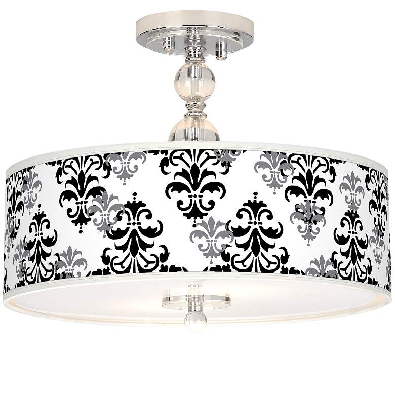 Image 1 Damask Shadow Giclee 16 inch Wide Semi-Flush Ceiling Light