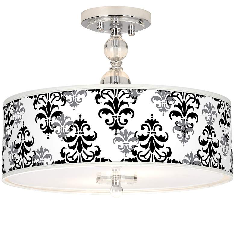 Image 1 Damask Shadow Giclee 16" Wide Semi-Flush Ceiling Light