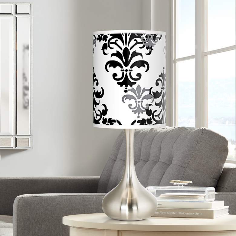 Image 1 Damask Shadow Giclee Droplet Table Lamp