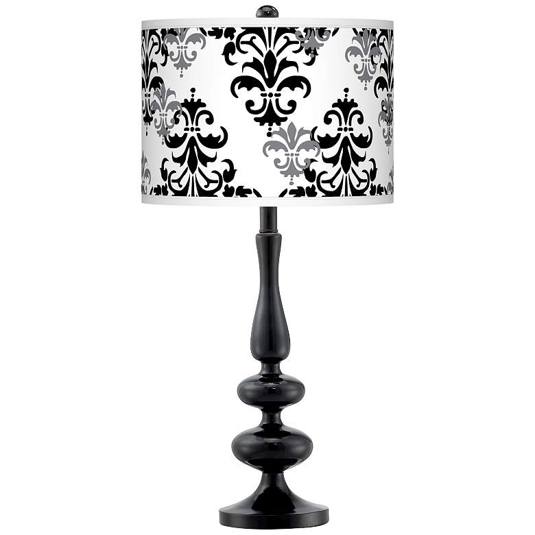 Image 1 Damask Shadow Giclee Paley Black Table Lamp