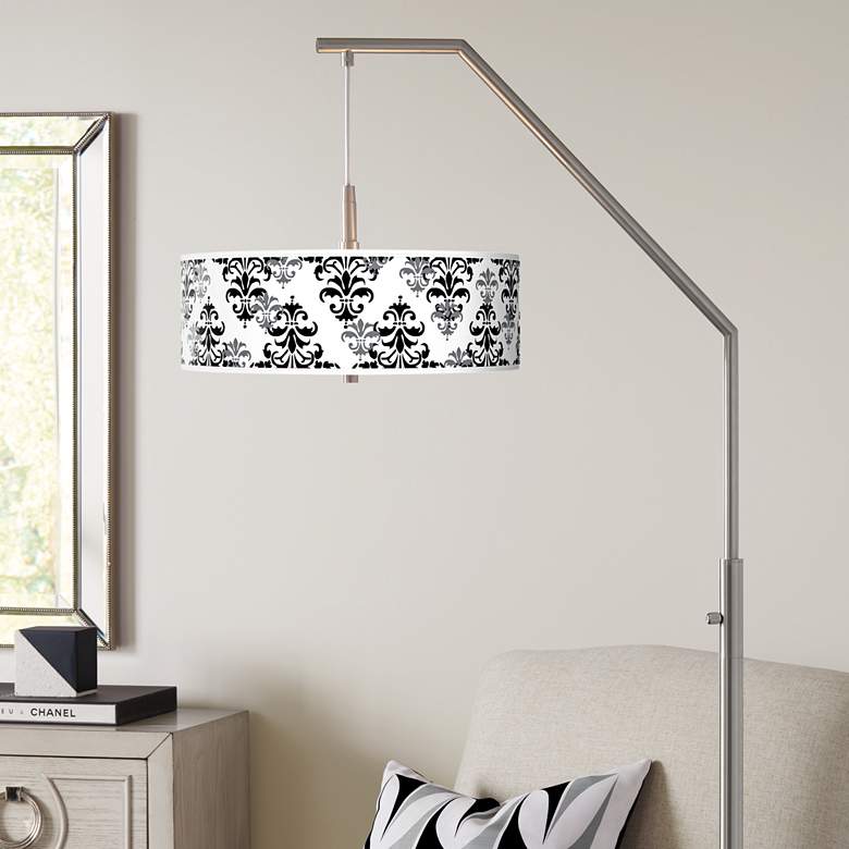 Image 1 Damask Shadow Giclee Shade Arc Floor Lamp