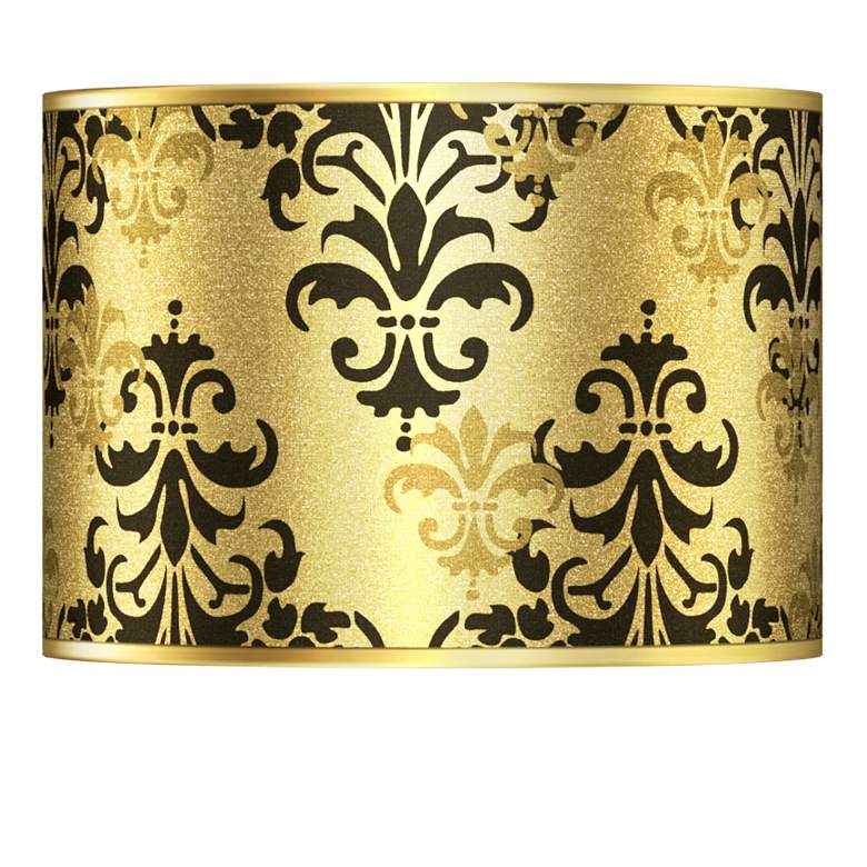 Image 1 Damask Shadow Gold Metallic Lamp Shade 13.5x13.5x10 (Spider)