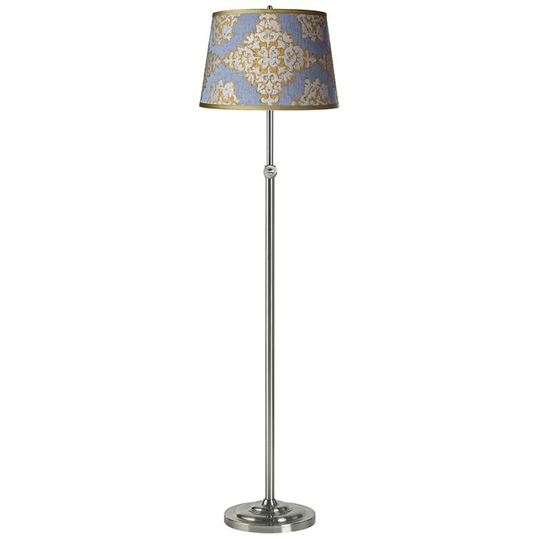 Image 1 Damask Silk Brushed Steel Adjustable Floor Lamp