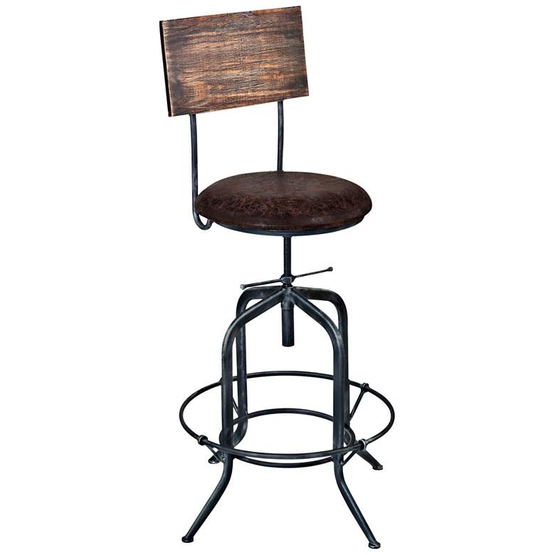 Image 1 Damian Distressed Brown Fabric Adjustable Barstool