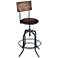 Damian Distressed Brown Fabric Adjustable Barstool