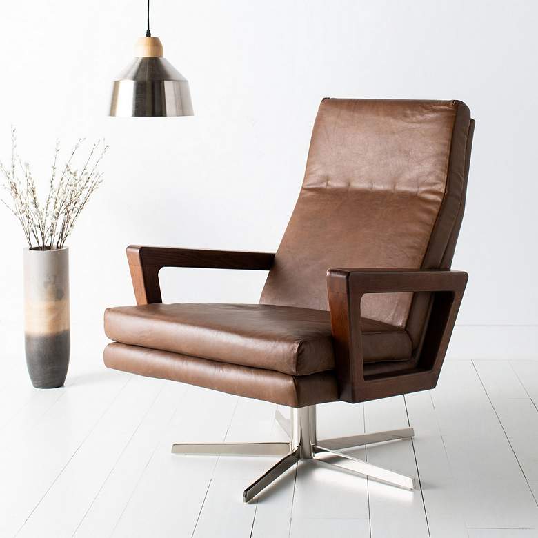 Damien Chocolate Swivel Arm Chair
