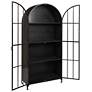 Damira 36" Wide Matte Black Metal Arched Curio Cabinet