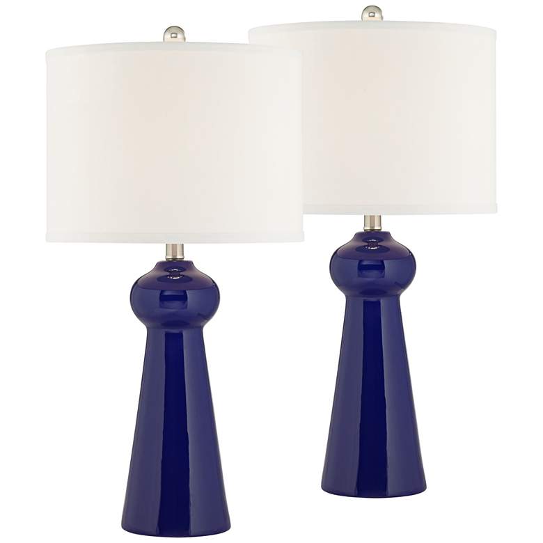 Damon Blue Ceramic Modern Coastal Table Lamps Set of 2