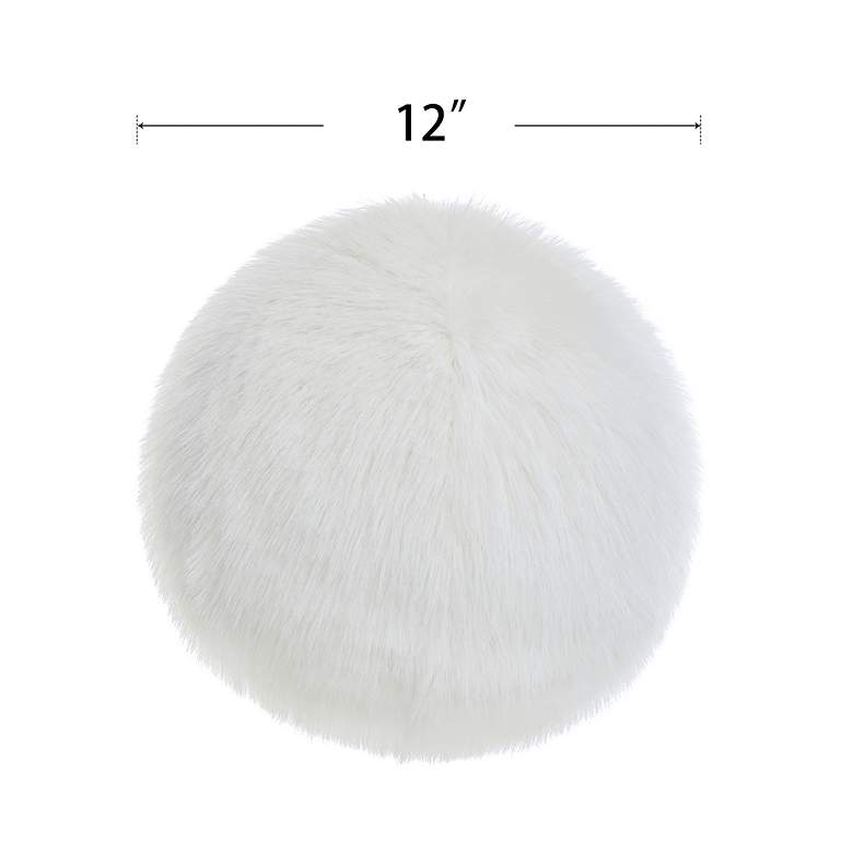 Image 4 Dan Foley 12" x 12" Ivory Faux Fox Hair Circle Throw Pillow more views