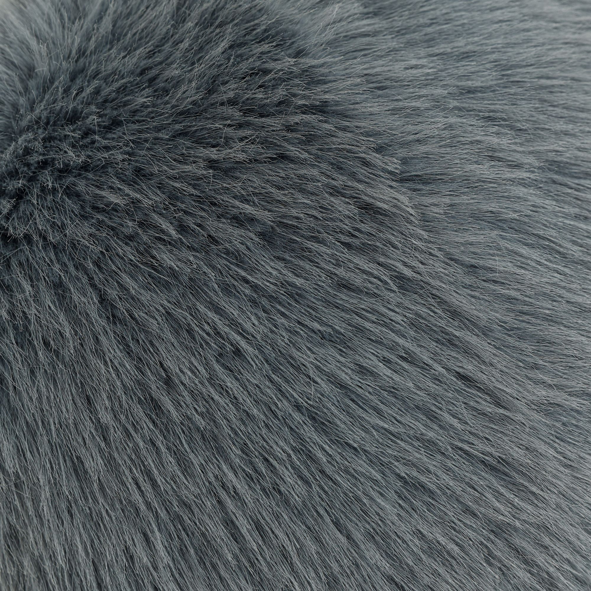 Image 2 Dan Foley Circle Throw Pillow Grey Faux Fox Hair & Feather Filling 12"x12" more views