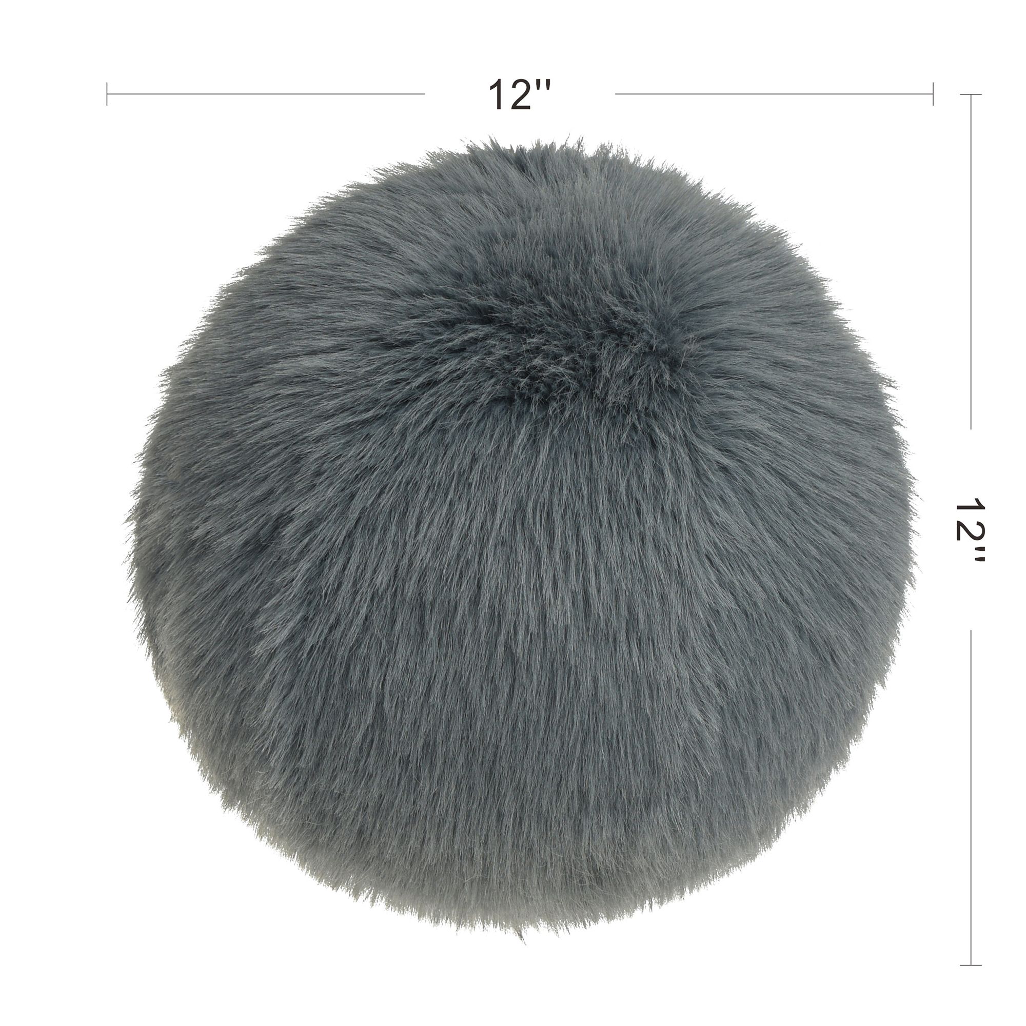 Image 4 Dan Foley Circle Throw Pillow Grey Faux Fox Hair & Feather Filling 12"x12" more views