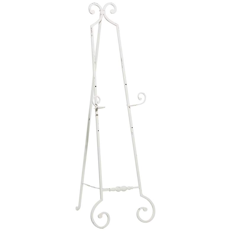 Image 1 Dana 52 inchH White Iron Scrolled Adjustable Stand Floor Easel