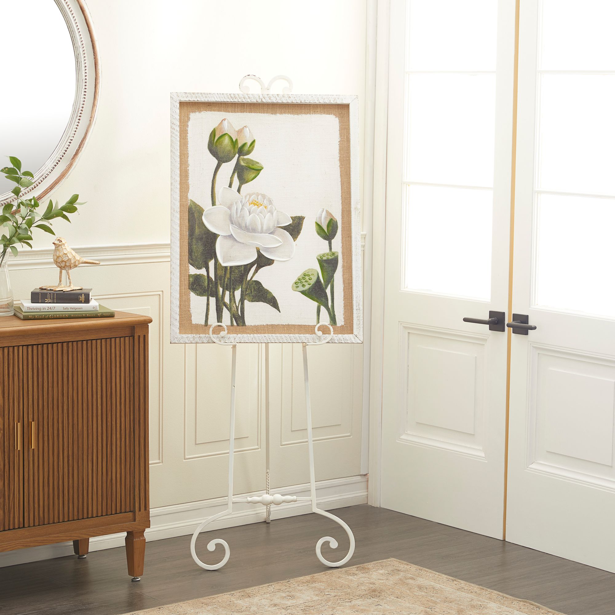 Dana 61"H White Iron Scrolled Adjustable Stand Floor Easel