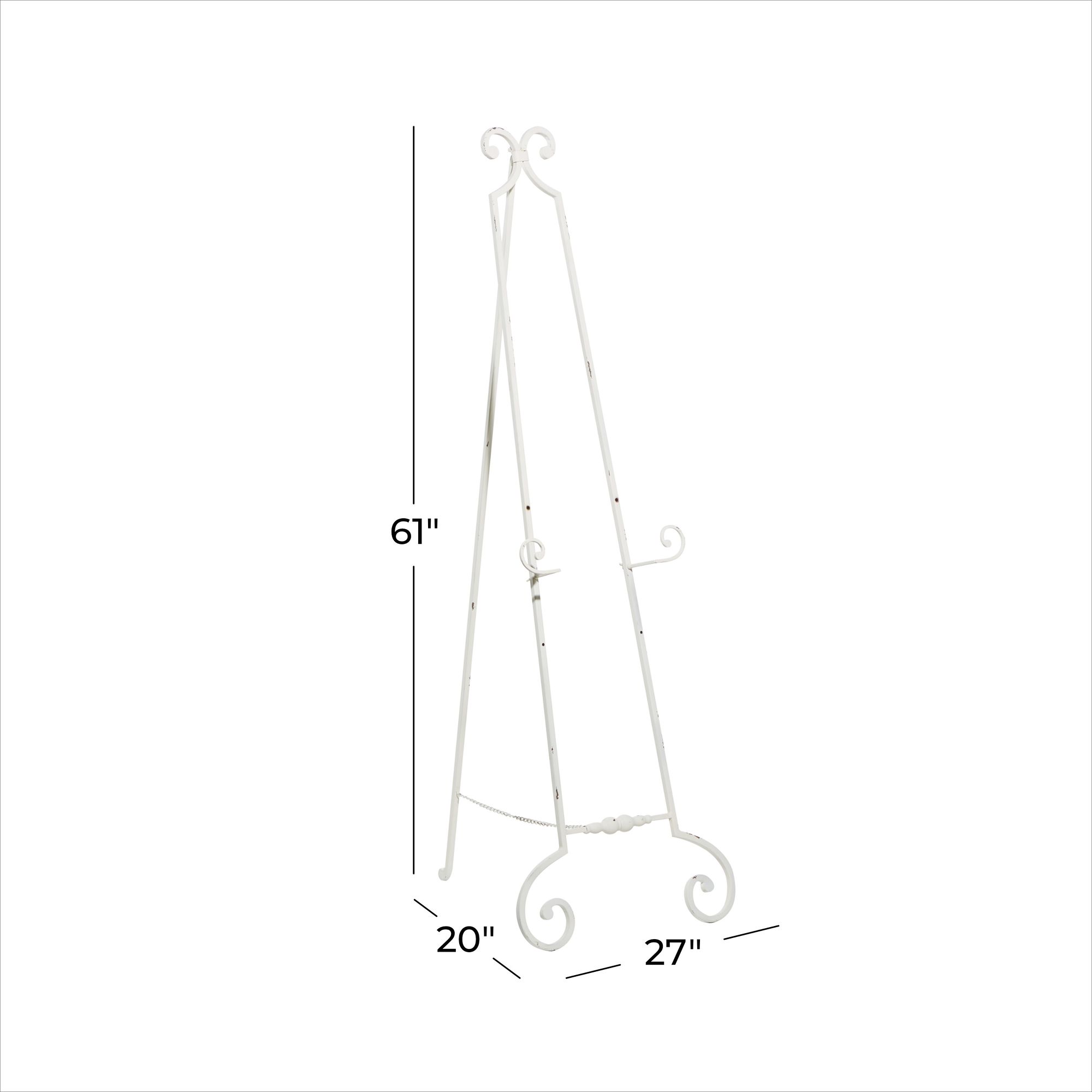Dana 61"H White Iron Scrolled Adjustable Stand Floor Easel