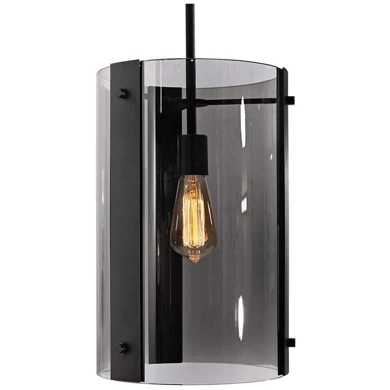 Image 2 Dana 9 3/4" Wide Black Mini Pendant with Smoke Glass