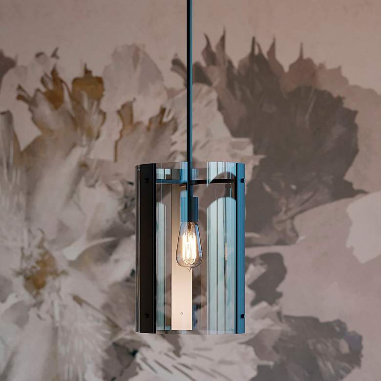 Image 1 Dana 9 3/4" Wide Black Mini Pendant with Smoke Glass