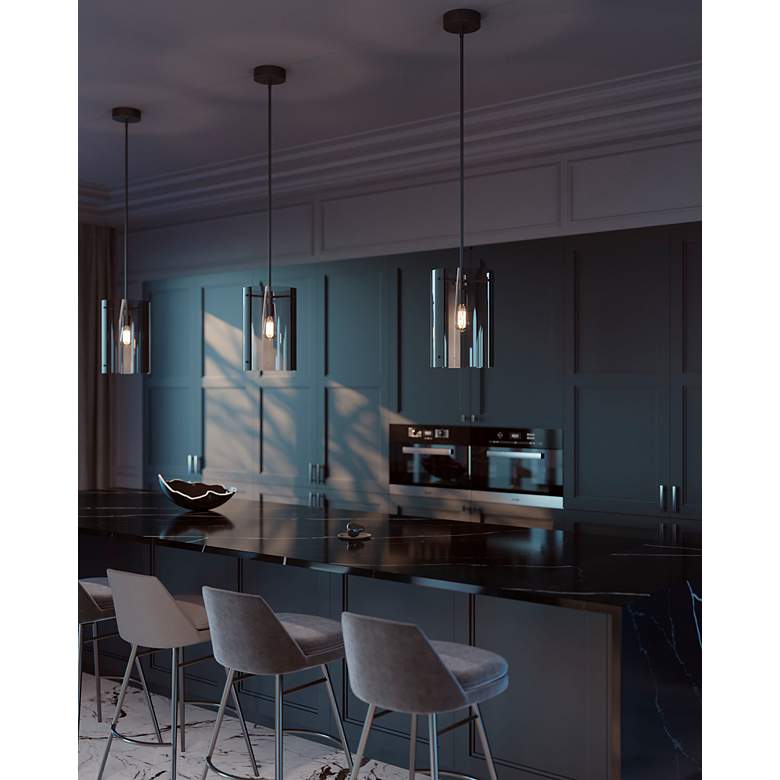 Image 3 Dana 9 3/4" Wide Black Mini Pendant with Smoke Glass more views