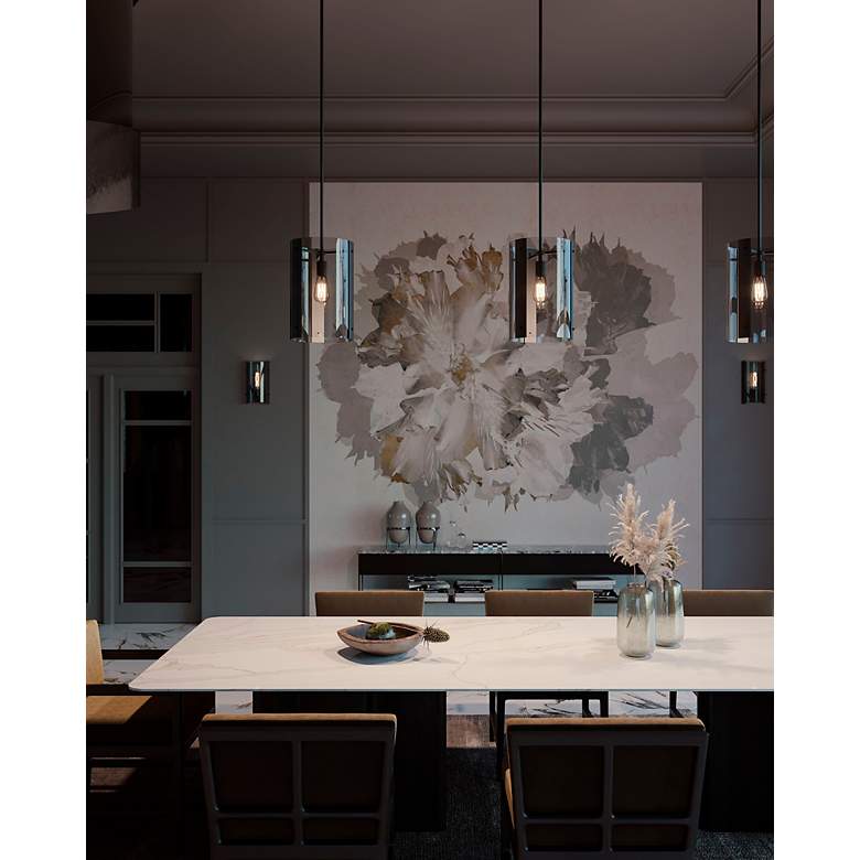Image 4 Dana 9 3/4" Wide Black Mini Pendant with Smoke Glass more views
