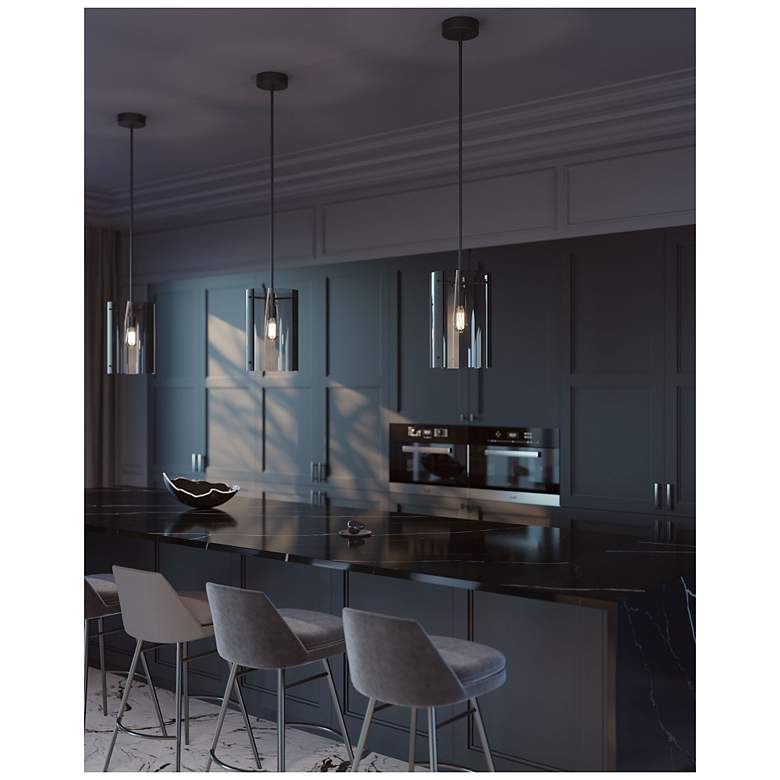 Image 5 Dana 9 3/4" Wide Black Mini Pendant with Smoke Glass more views