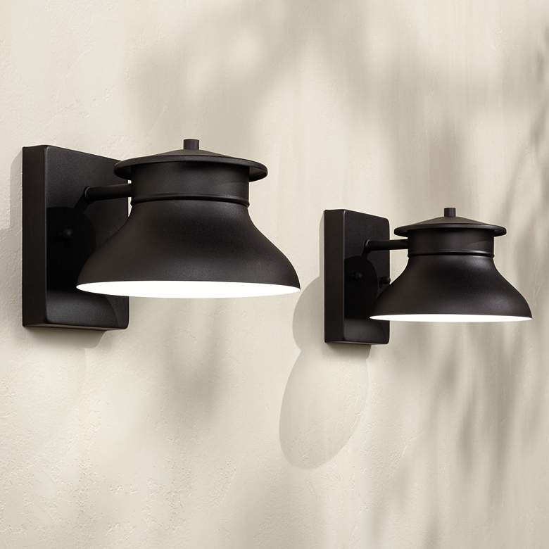 Image 1 Danbury 5" High Black LED Outdoor Barn Wall Lights Set of 2