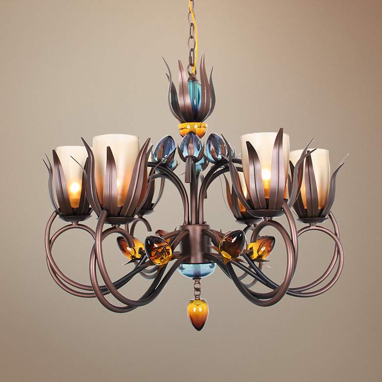 Image 1 Dance of Fire D&#39;Ana 30 inch Wide Copper and Black Chandelier