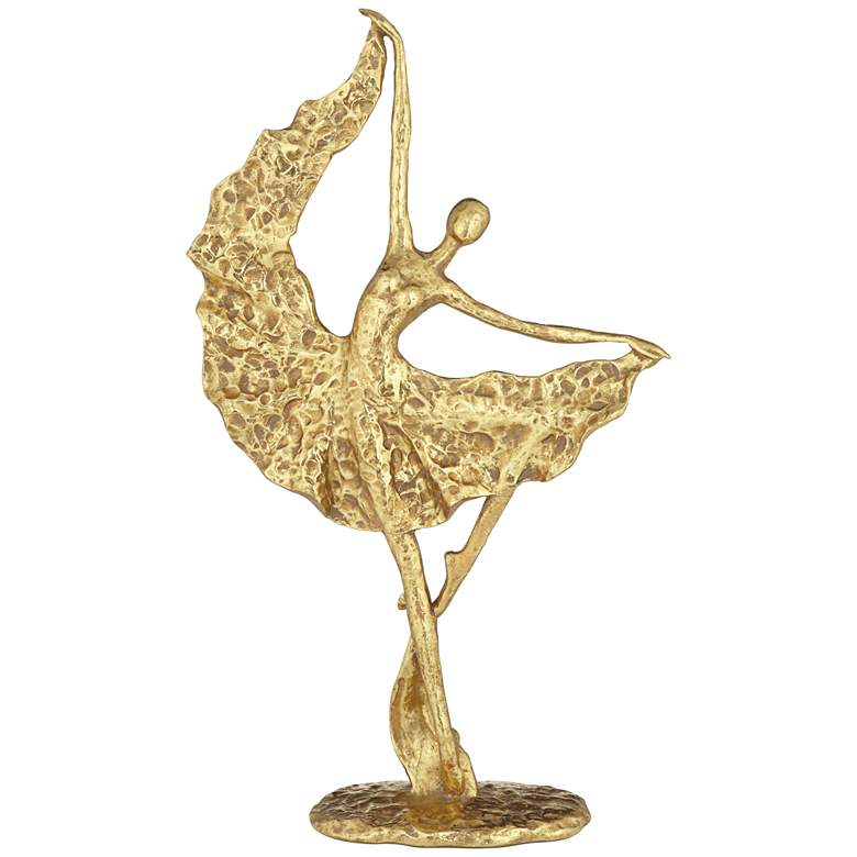 Image 3 Dancer with Skirt 17 1/2" High Shiny Gold Statue