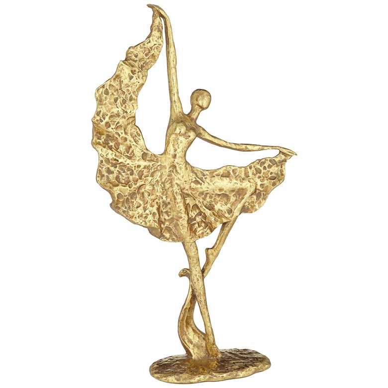 Image 5 Dancer with Skirt 17 1/2" High Shiny Gold Statue more views