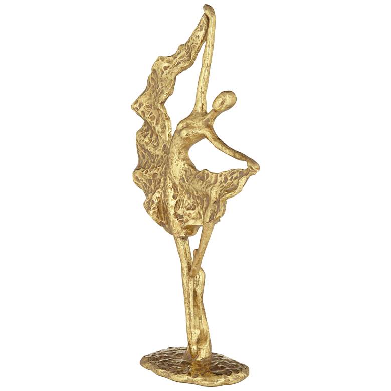 Image 6 Dancer with Skirt 17 1/2" High Shiny Gold Statue more views