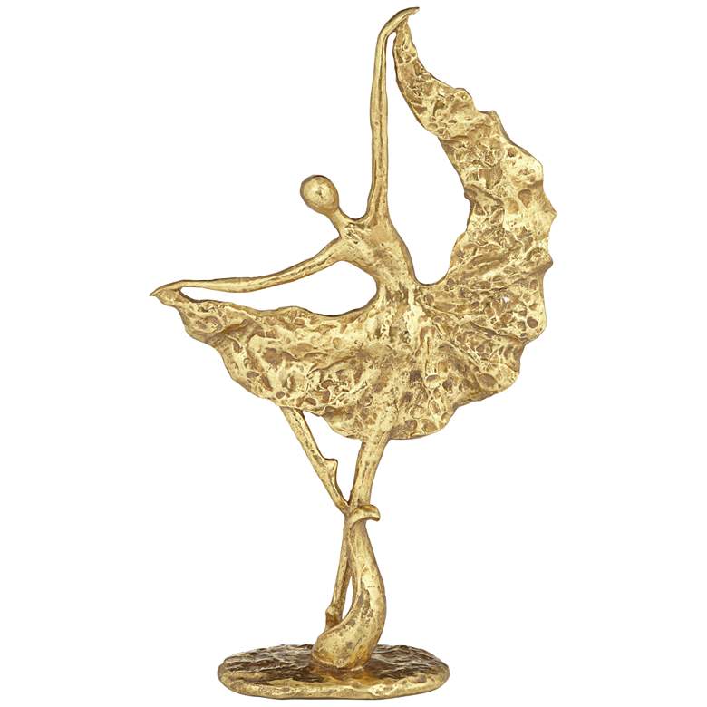 Image 7 Dancer with Skirt 17 1/2" High Shiny Gold Statue more views