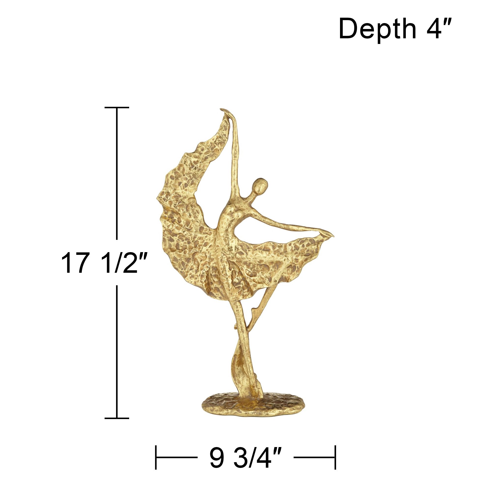 Dancer with Skirt 17 1/2" High Shiny Gold Statue in scene