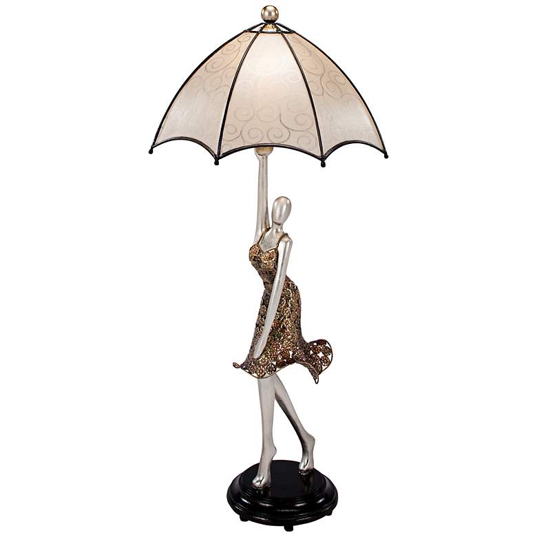 Image 1 Dancer with Umbrella Hand-Painted Accent Table Lamp