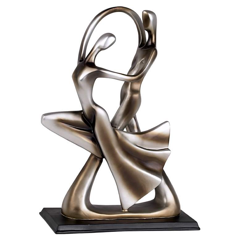 Image 3 Dancing Couple 14 3/4 inch High Silver Finish Abstract Dance Sculpture