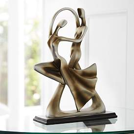Image2 of Dancing Couple 14 3/4" High Silver Finish Abstract Dance Sculpture