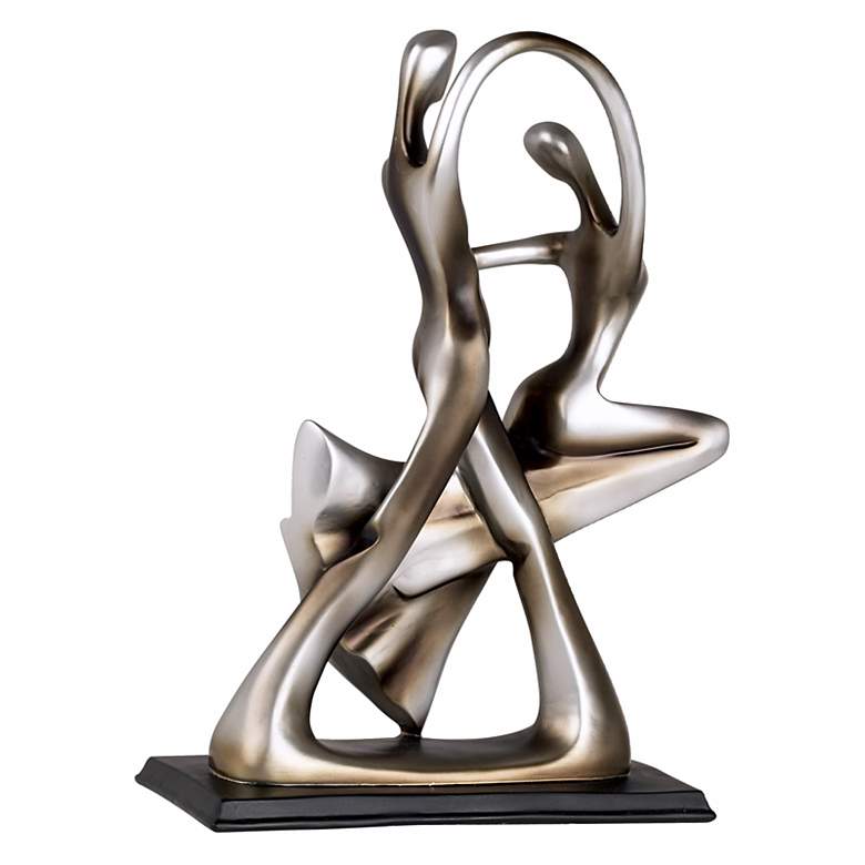 Image 4 Dancing Couple 14 3/4 inch High Silver Finish Abstract Dance Sculpture more views