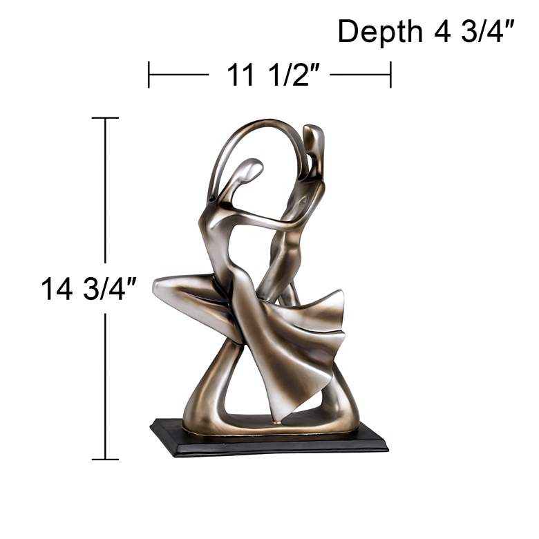 Image 6 Dancing Couple 14 3/4 inch High Silver Finish Abstract Dance Sculpture more views