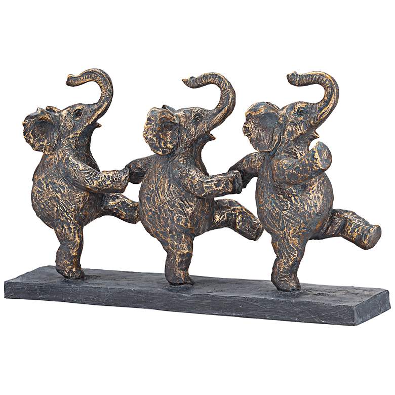 Image 1 Dancing Elephants 11 3/4 inch High Figurine