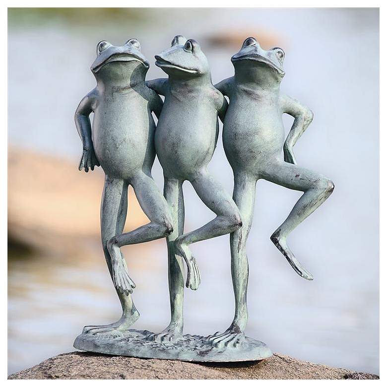 Image 1 Dancing Frog Trio 19" High Aluminum Outdoor Garden Statue
